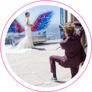 Bride with angel wings fashion shoot